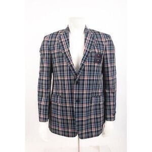 Saddlebred Mens Suit Jacket Sport Coat Sz US 40 R Blue Red Plaid NWT